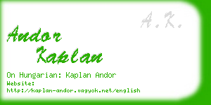 andor kaplan business card